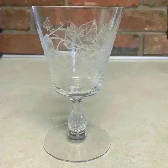 2 Vintage Heisey Crystal Water Goblets/Glass Etched...Pattern: Plantation Ivy - Picture 3 of 8